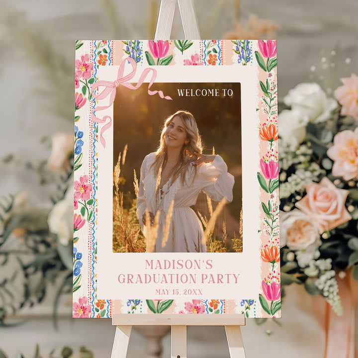 Floral Border Graduation Welcome Sign Template