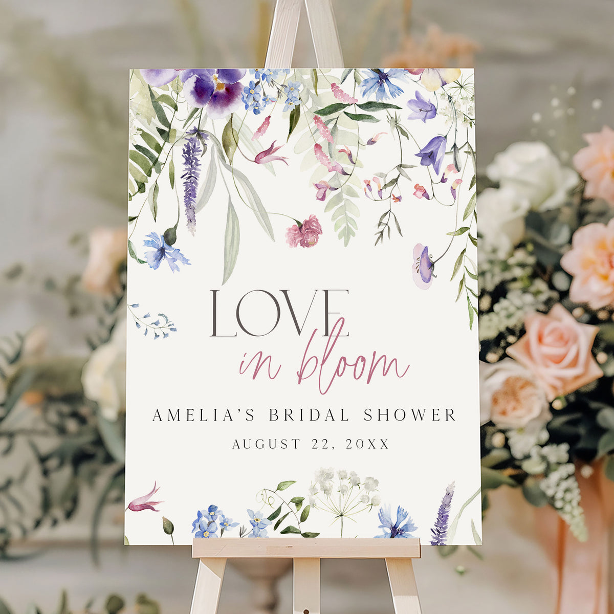 Purple Love In Bloom Welcome Sign