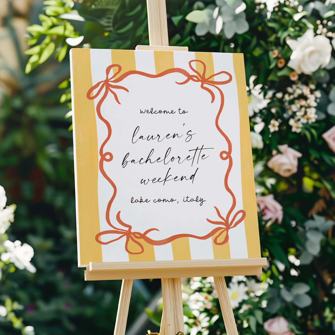 Ciao Bella Striped Bridal Shower Welcome Sign