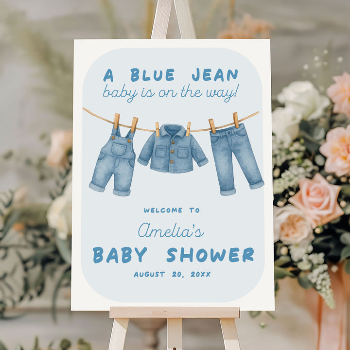 Blue Jean Baby Bubble Welcome Sign