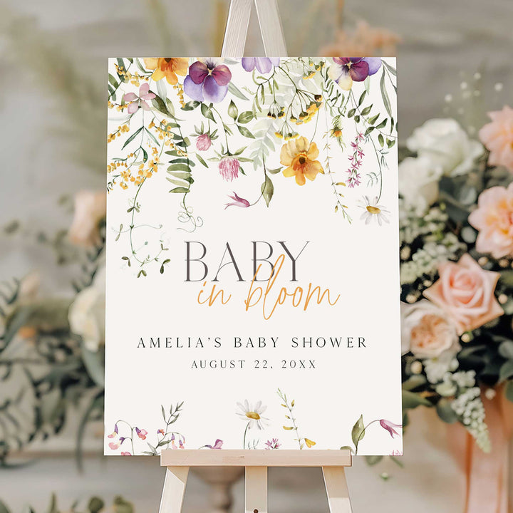 Baby In Bloom Yellow Welcome Sign
