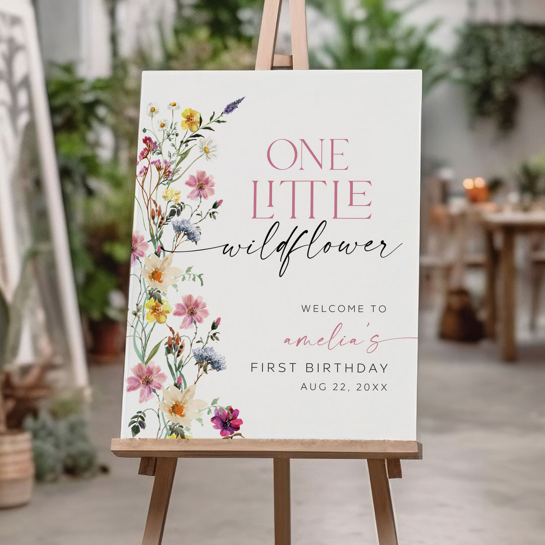 1st Birthday Little Wildflower Welcome Sign