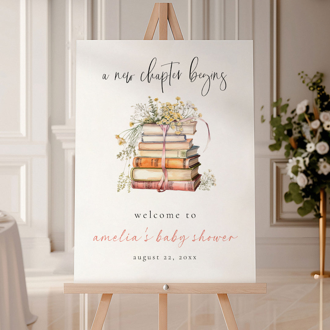 First Chapter Welcome Sign Simple Floral New Chapter Welcome Sign Editable Template ...
