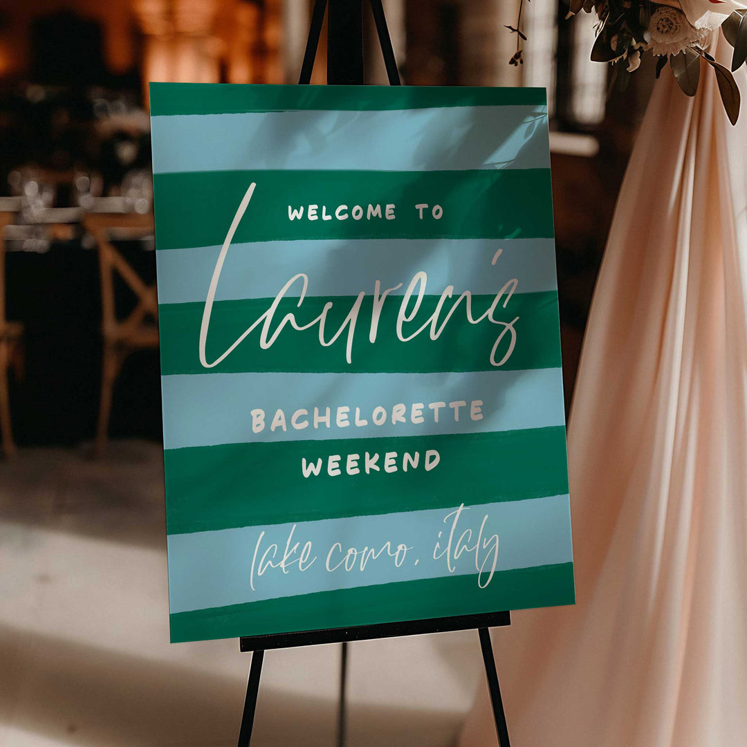 Lake Como Bachelorette Welcome Sign