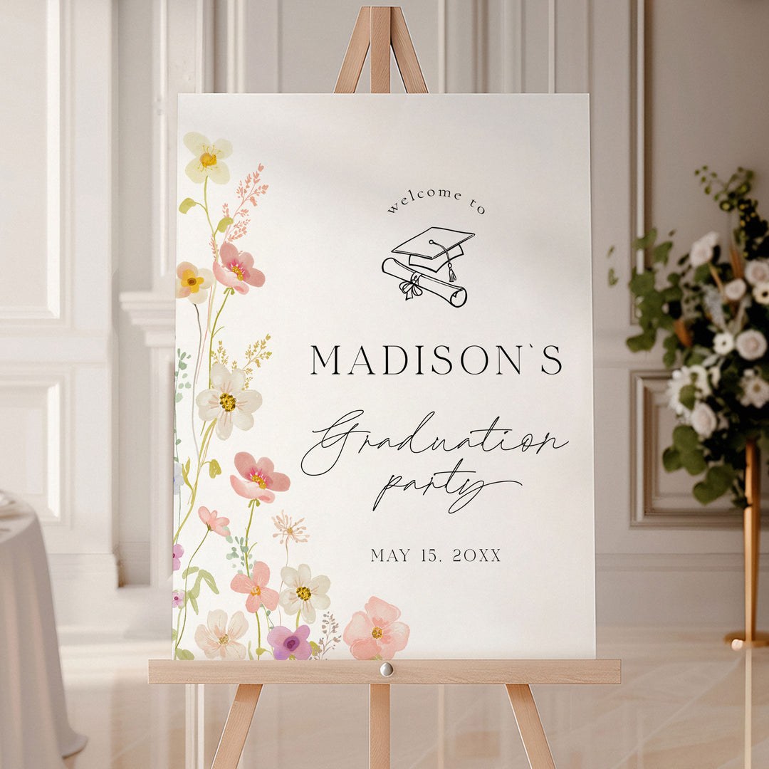Soft Wildflower Graduation Welcome Sign Template