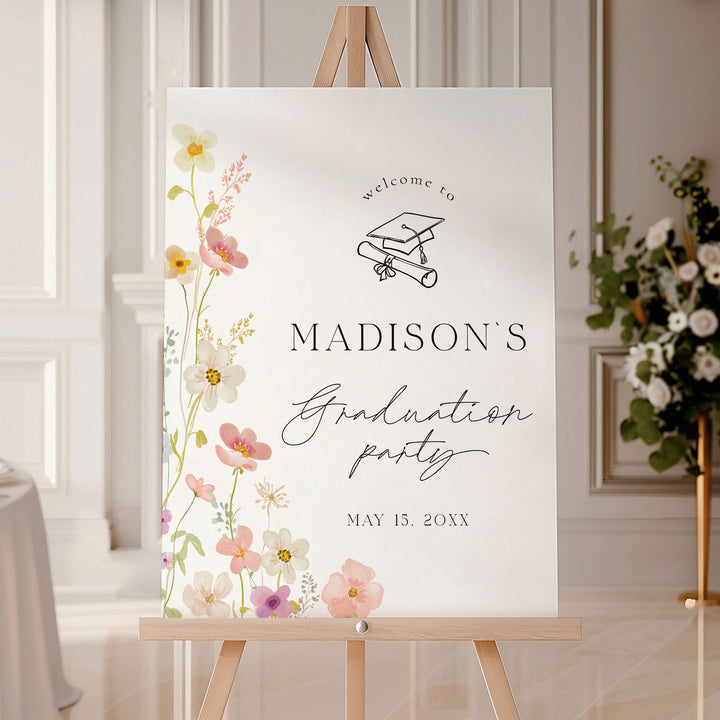 Soft Wildflower Graduation Welcome Sign Template