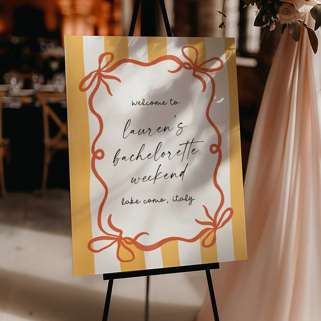 Ciao Bella Striped Bridal Shower Welcome Sign