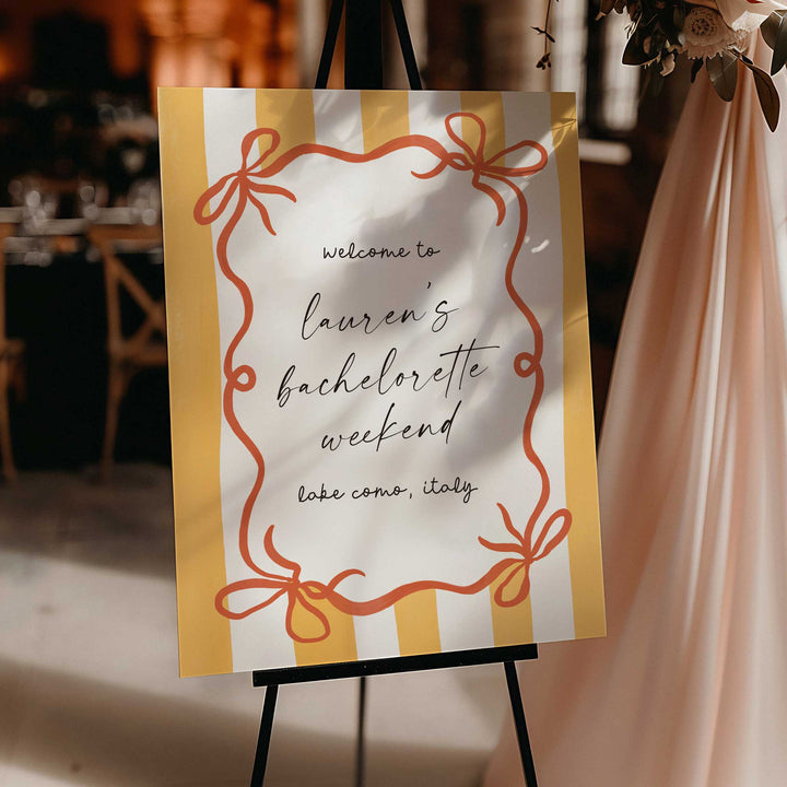 Ciao Bella Striped Bridal Shower Welcome Sign