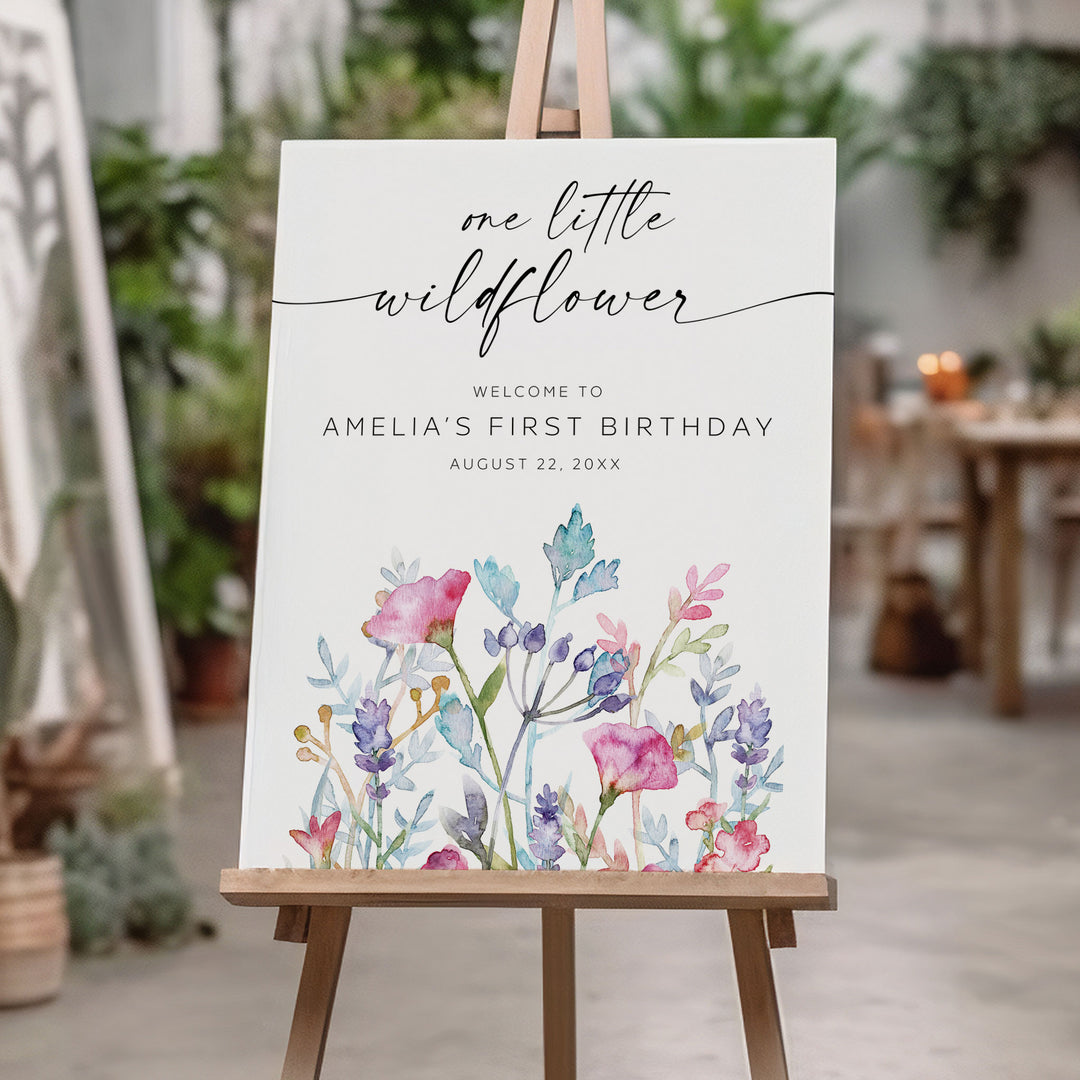 One Little Purple Wildflower Welcome Sign