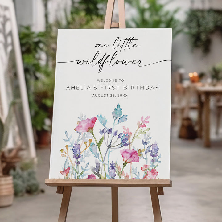 One Little Purple Wildflower Welcome Sign