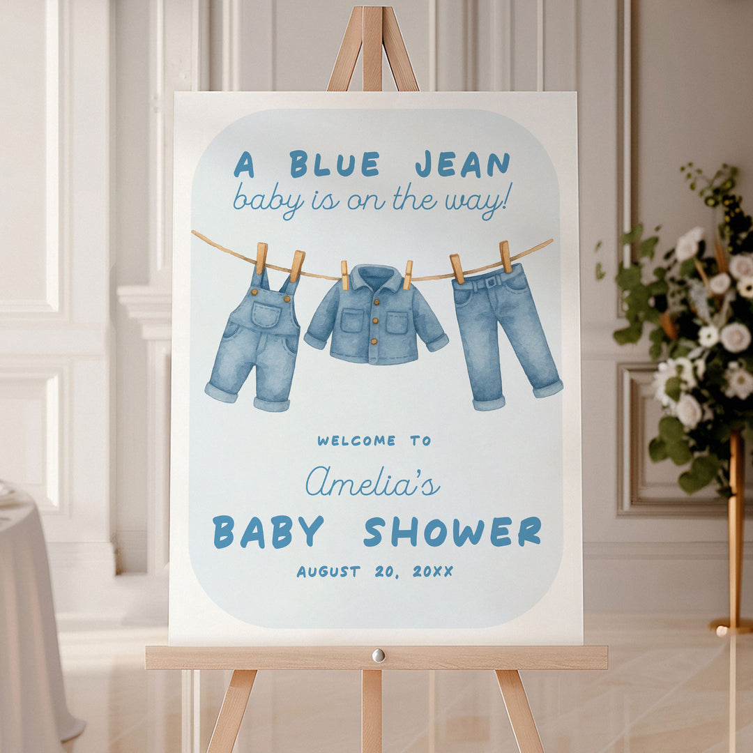 Blue Jean Baby Bubble Welcome Sign
