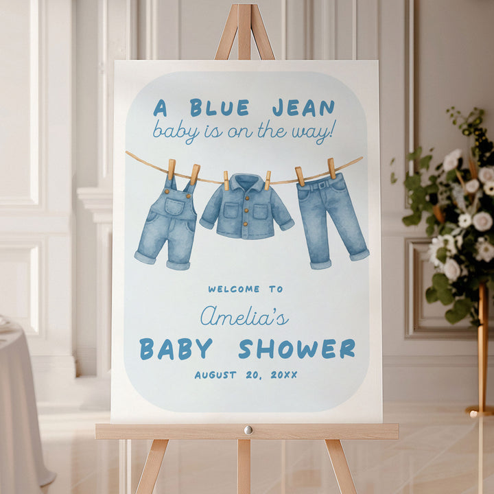 Blue Jean Baby Bubble Welcome Sign