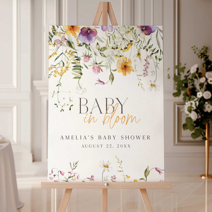 Baby In Bloom Yellow Welcome Sign