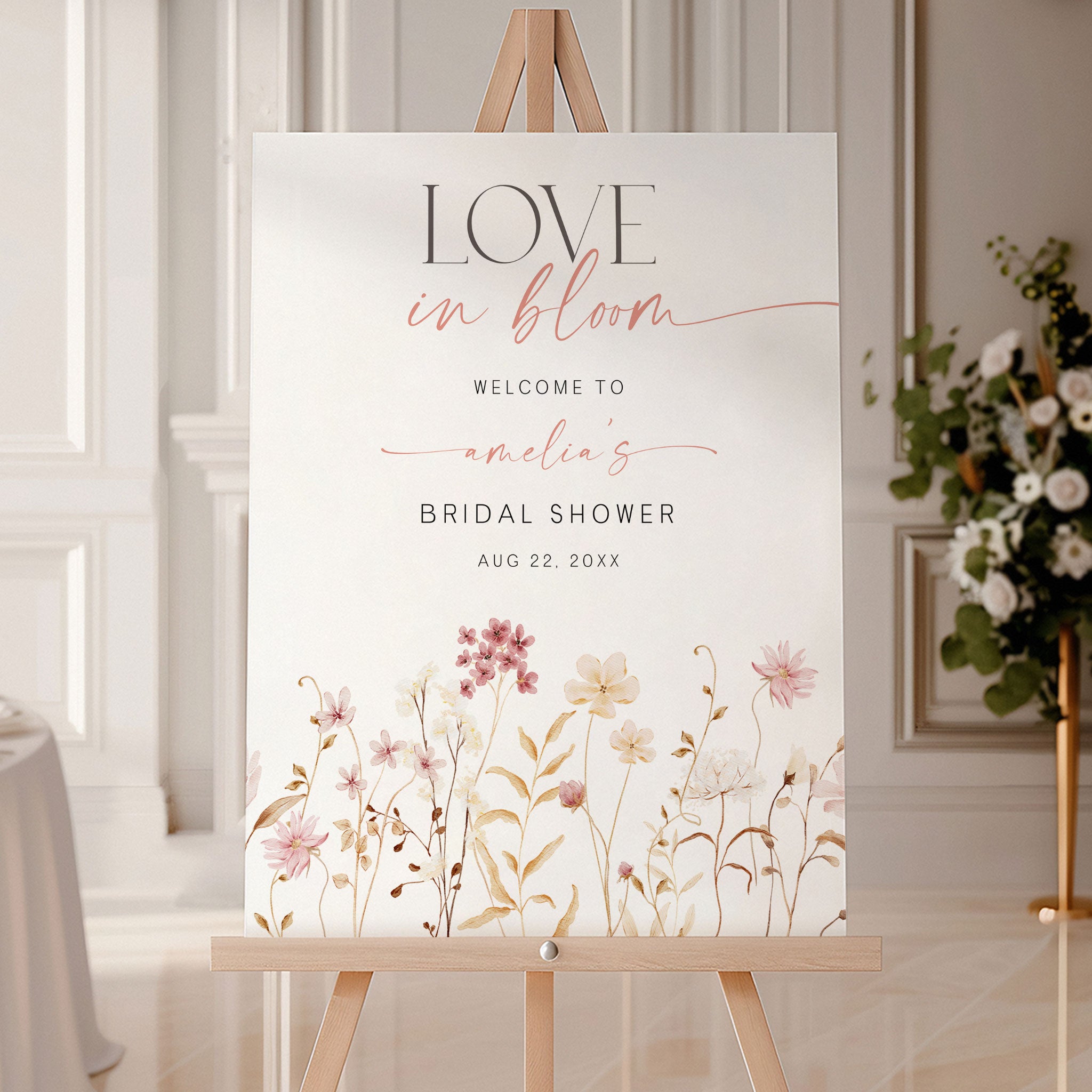 Boho Signs Editable Boho Wildflower Bridal Shower Welcome Sign – OhHappyPrintables
