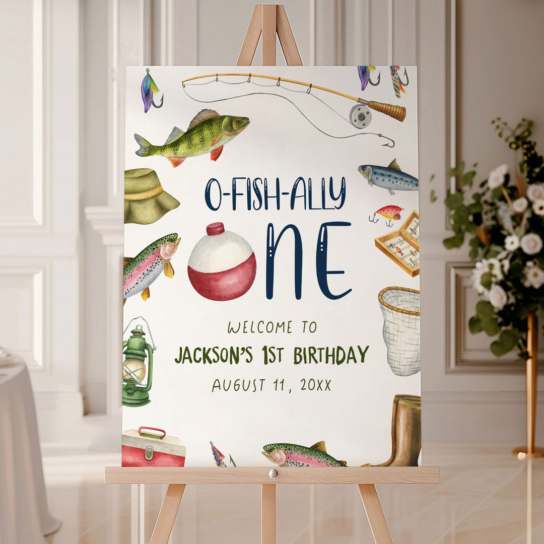 Offish Sign O-Fish-Ally One Fishing Border Editable Welcome Sign Template ...