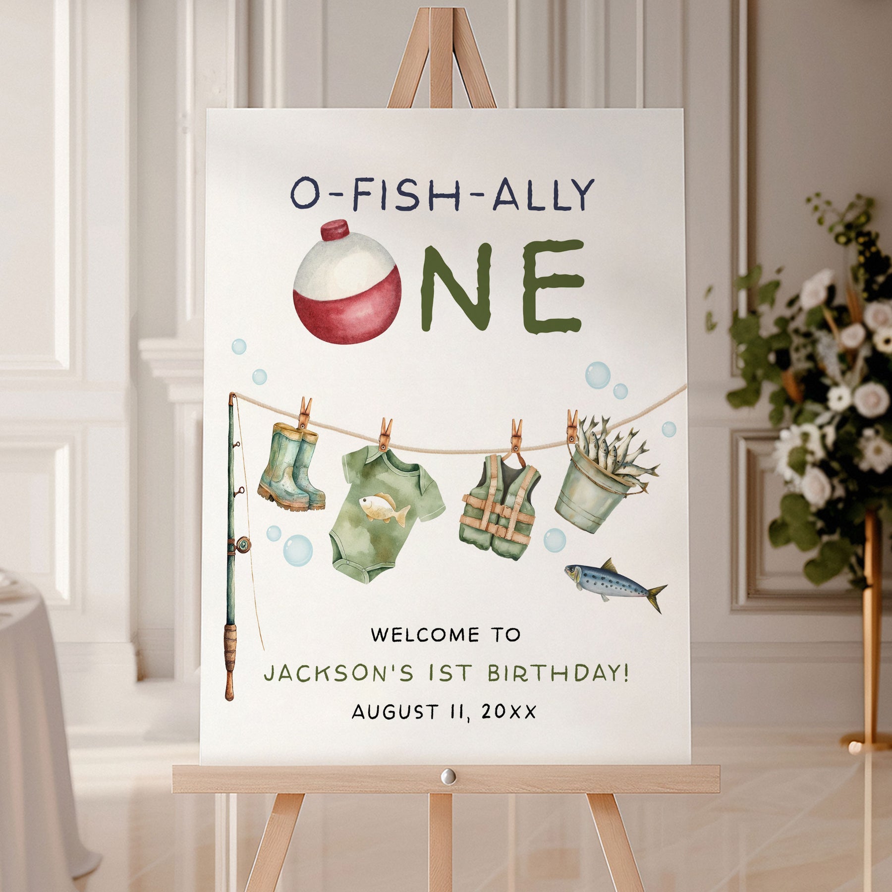 Welcome Tooffish O-Fish-Ally One Fishing Line Editable Welcome Sign Template ...