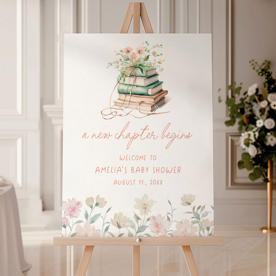 Pink Floral New Chapter Welcome Sign