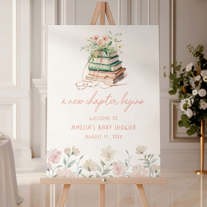 Pink Floral New Chapter Welcome Sign