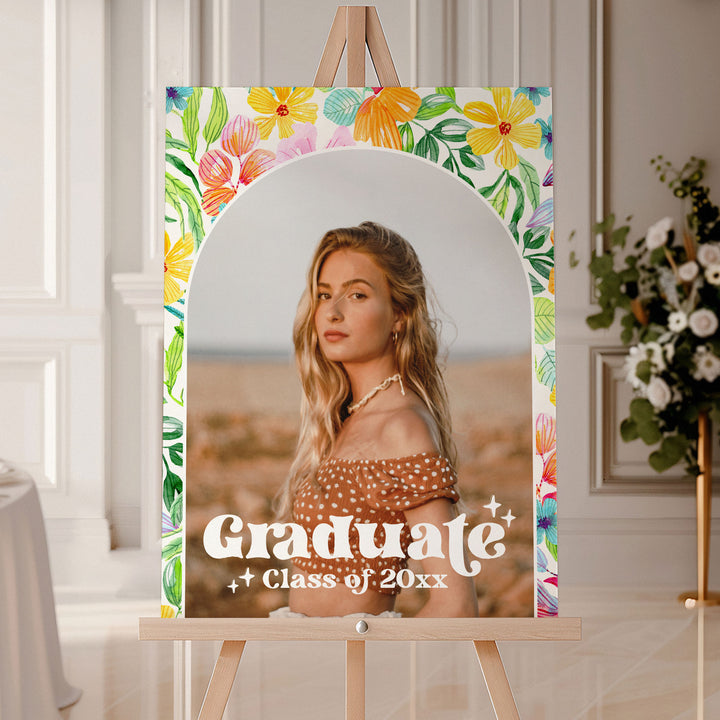 Tropical Floral Graduation Welcome Sign Template