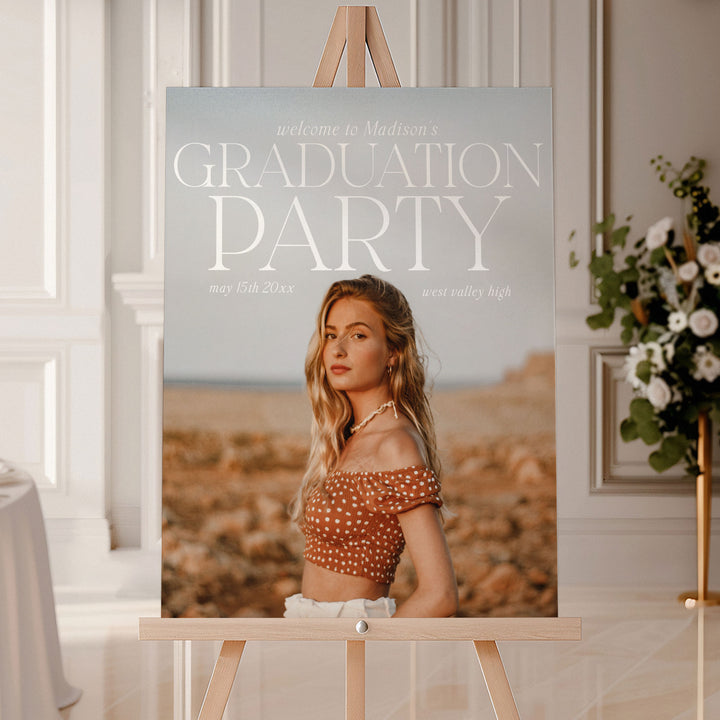Magazine Style Photo Graduation Welcome Sign Template