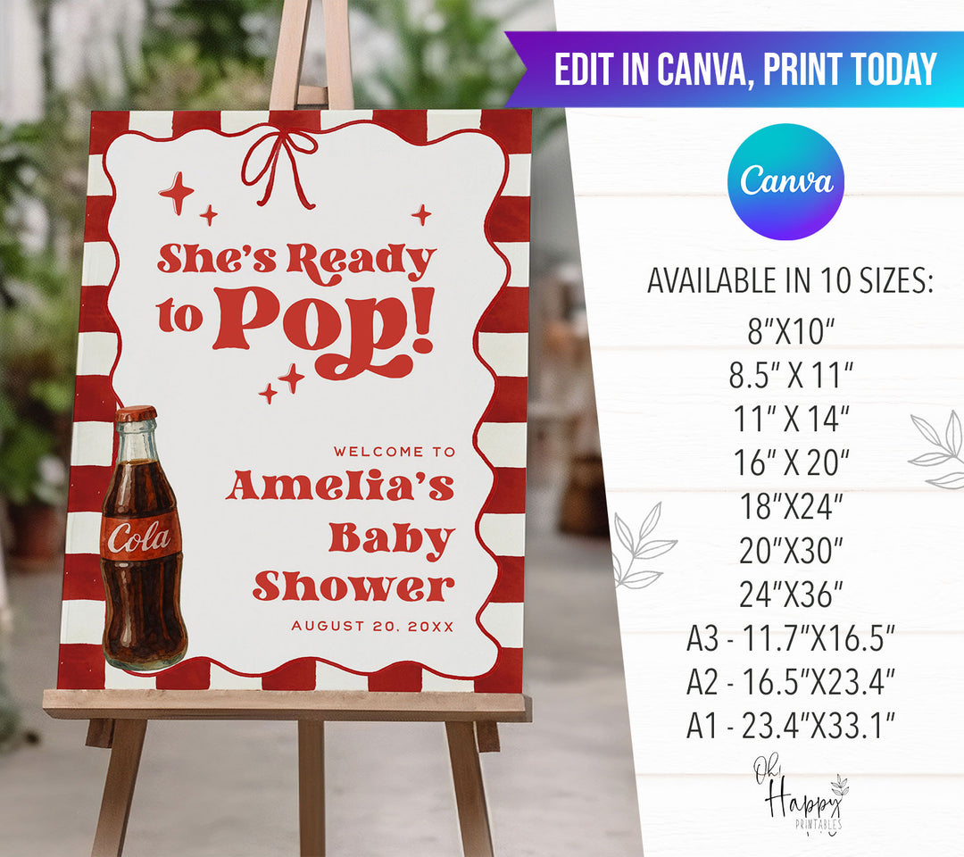 She's Ready To Pop Welcome Sign Template – OhHappyPrintables
