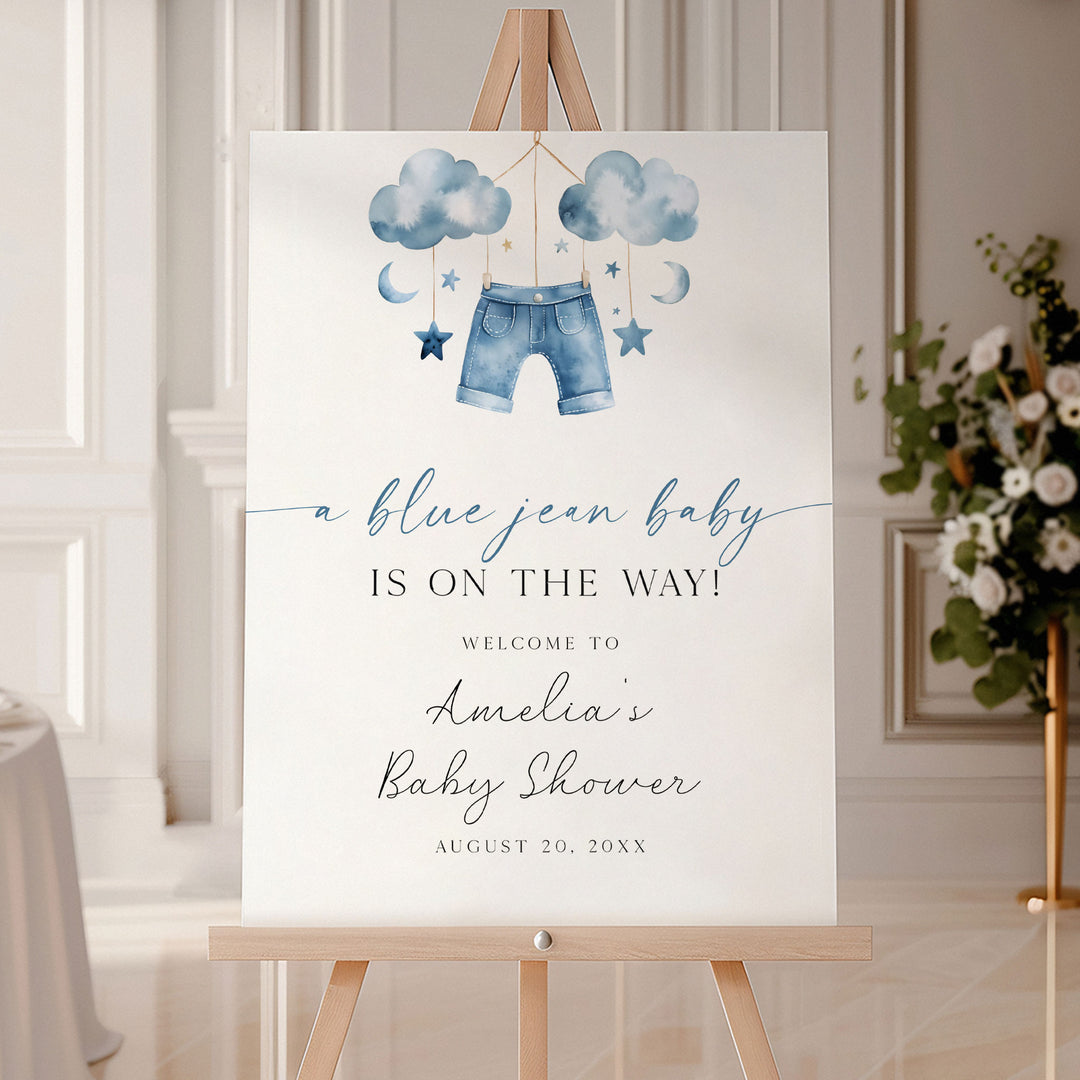 Blue Jean Baby Mobile Welcome Sign