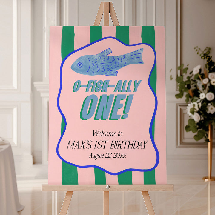 O-Fish-Ally One Wavy Striped Welcome Sign