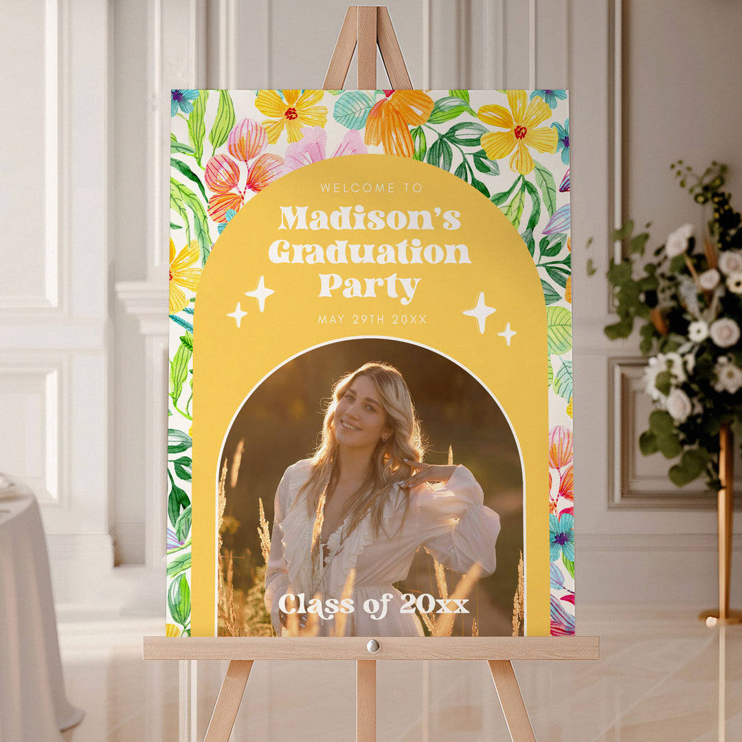 Tropical Photo Graduation Welcome Sign Template