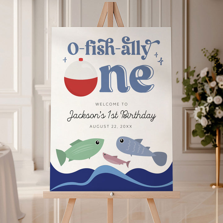 O-Fish-Ally One Retro Brithday Welcome Sign