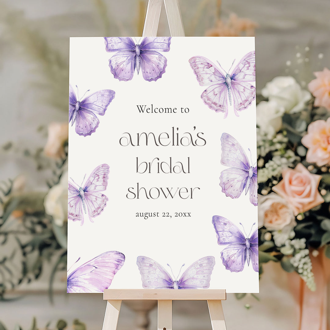Simple Purple Lifetime Of Butterflies Welcome Sign