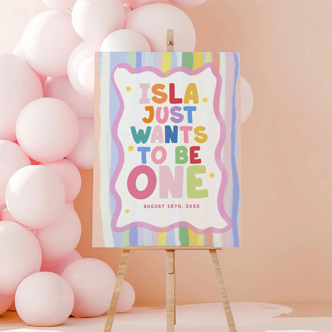 Girls Just Wanna Be One Welcome Sign editable canva template