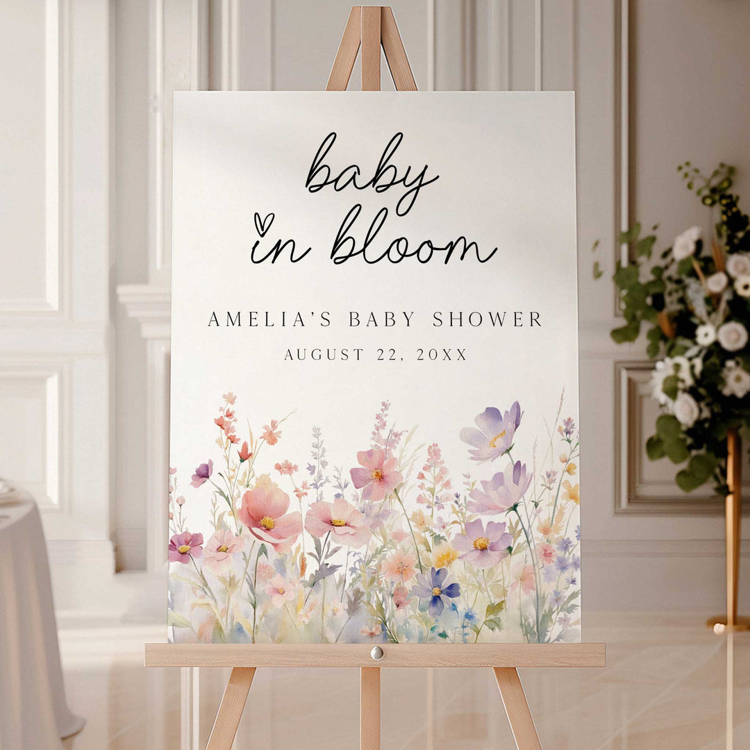 Baby In Bloom Meadow Welcome Sign