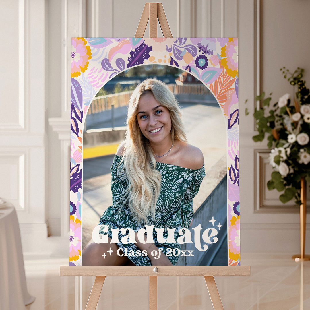 Lilac Photo Graduation Welcome Sign Template