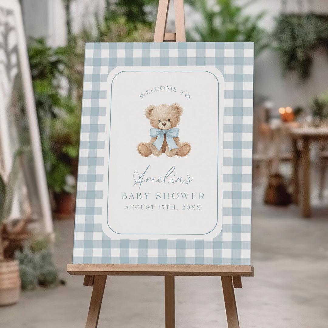 We Can Bearly Wait Blue Welcome Sign
