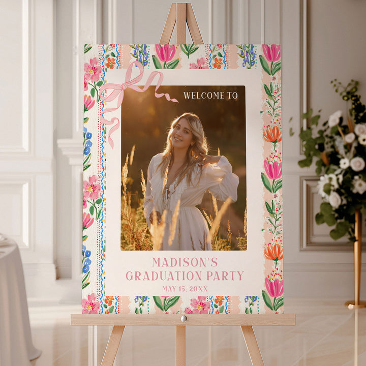 Floral Border Graduation Welcome Sign Template