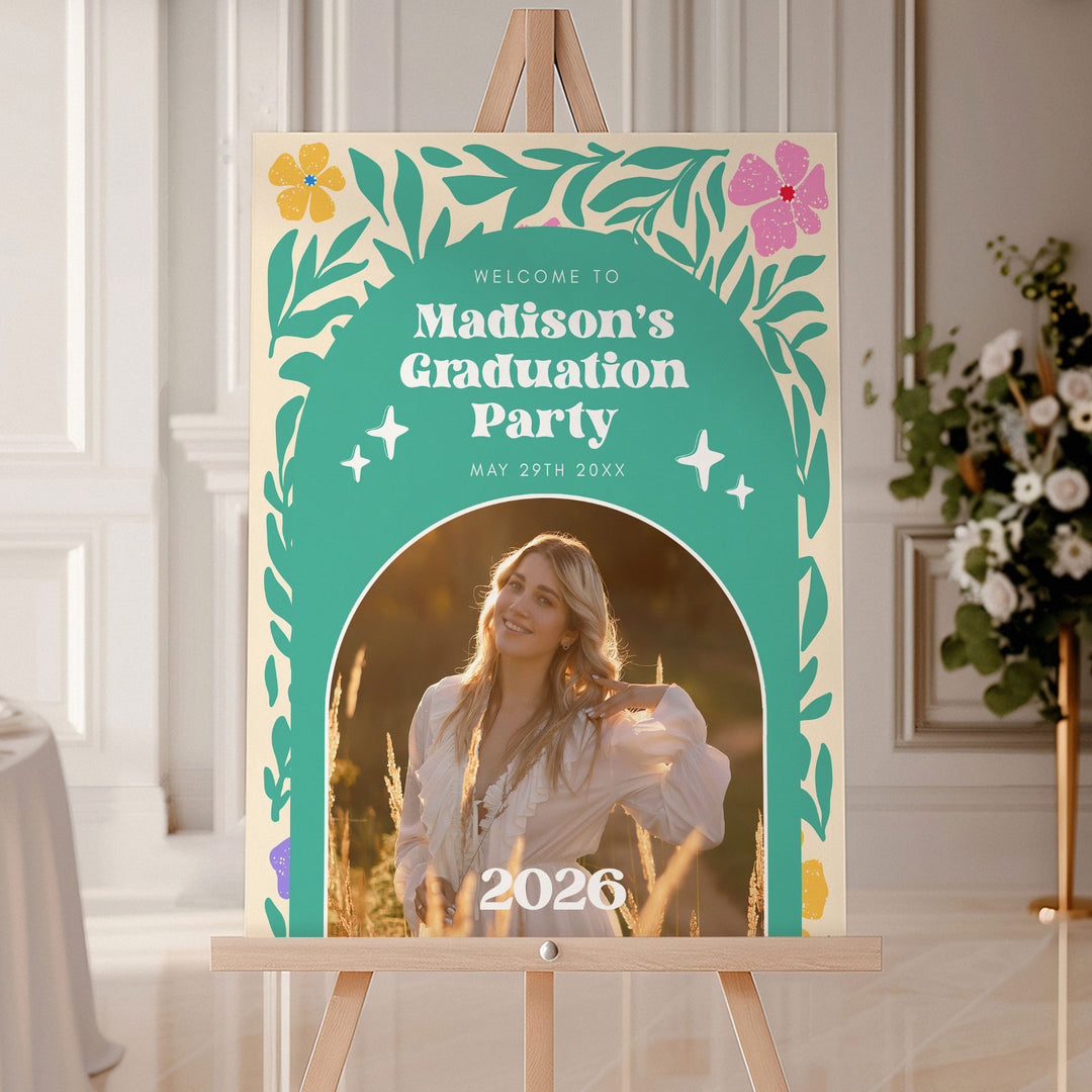 Boho Photo Graduation Welcome Sign Template