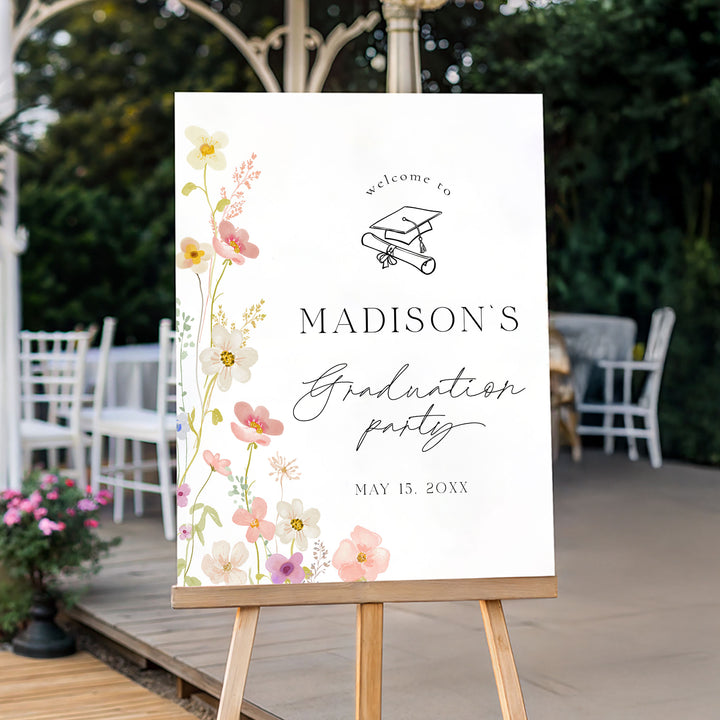 Soft Wildflower Graduation Welcome Sign Template