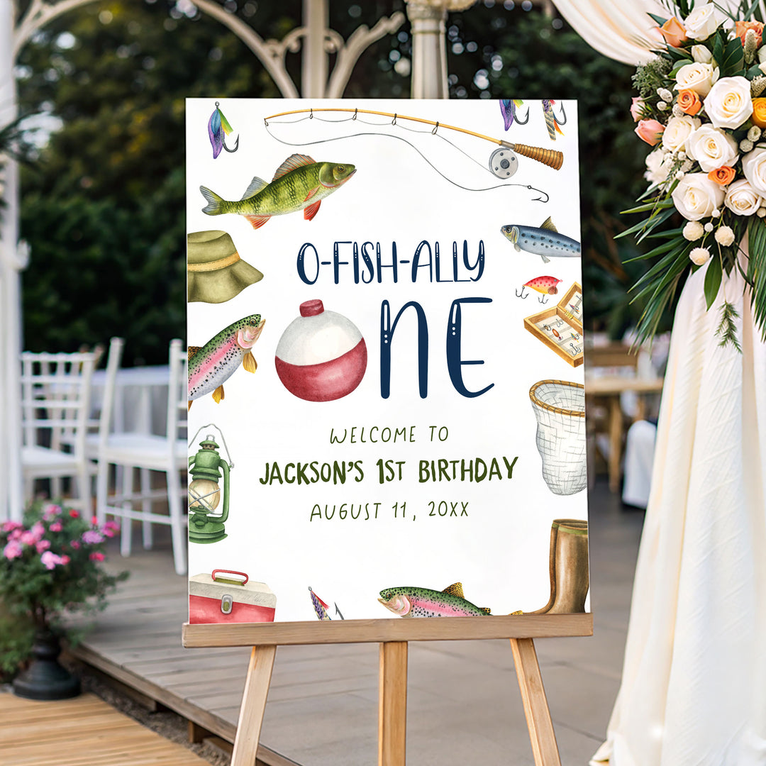 Offish Sign O-Fish-Ally One Fishing Border Editable Welcome Sign Template ...