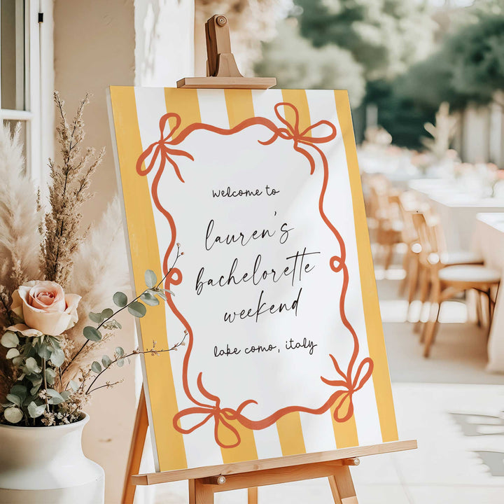Ciao Bella Striped Bridal Shower Welcome Sign