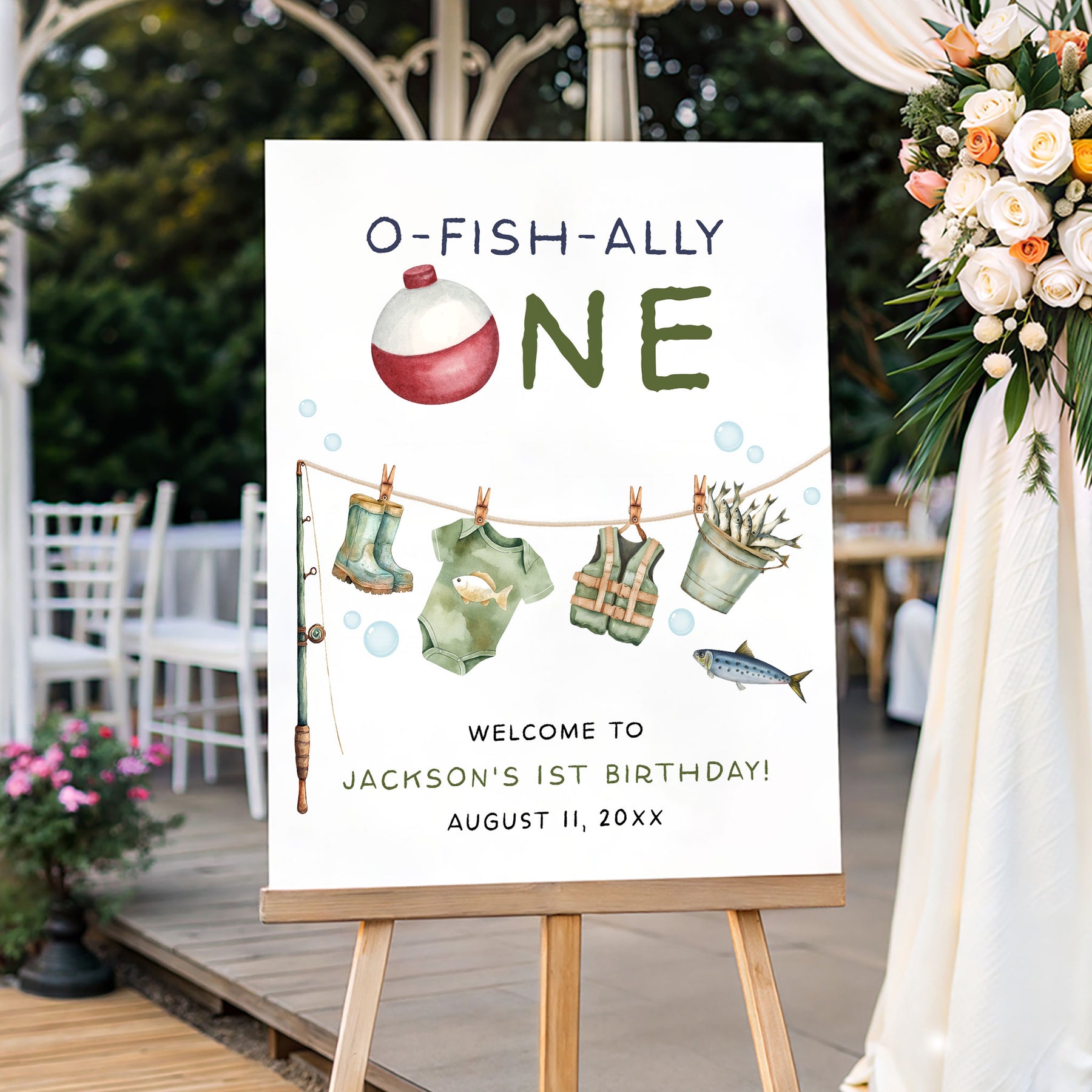 Welcome Tooffish O-Fish-Ally One Fishing Line Editable Welcome Sign Template ...
