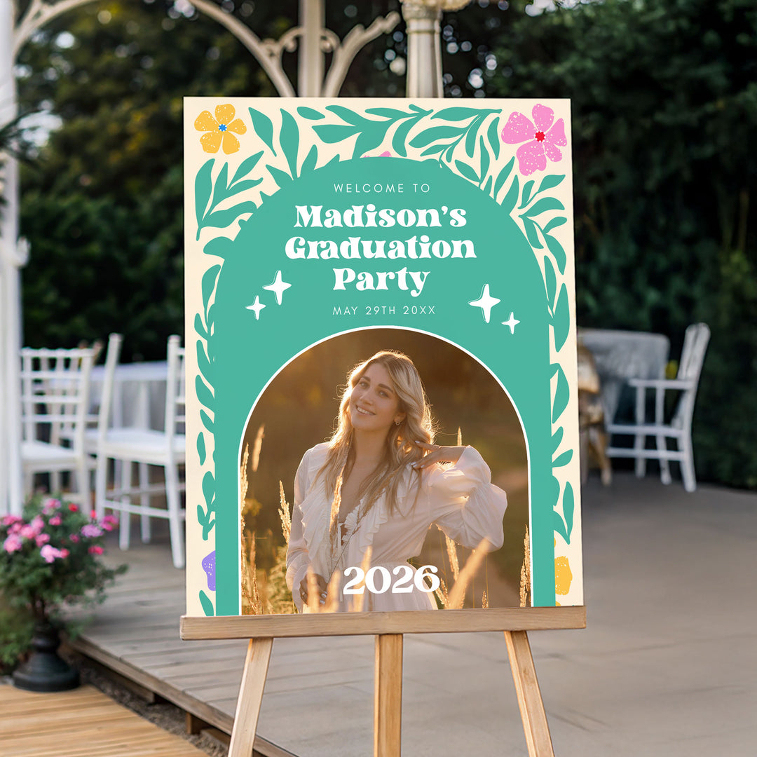 Boho Photo Graduation Welcome Sign Template