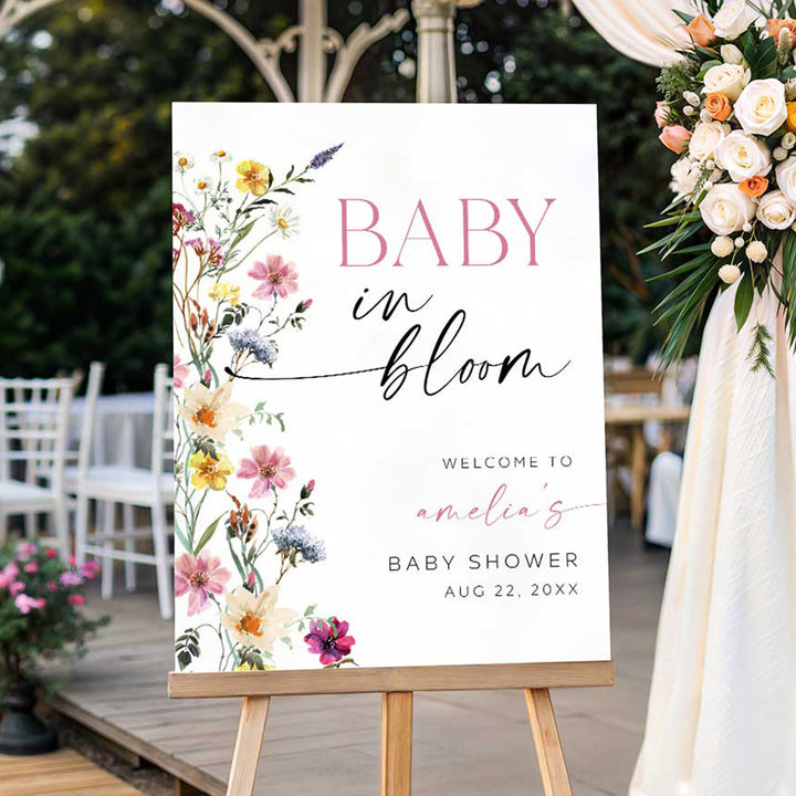 Baby In Bloom Border Welcome Sign