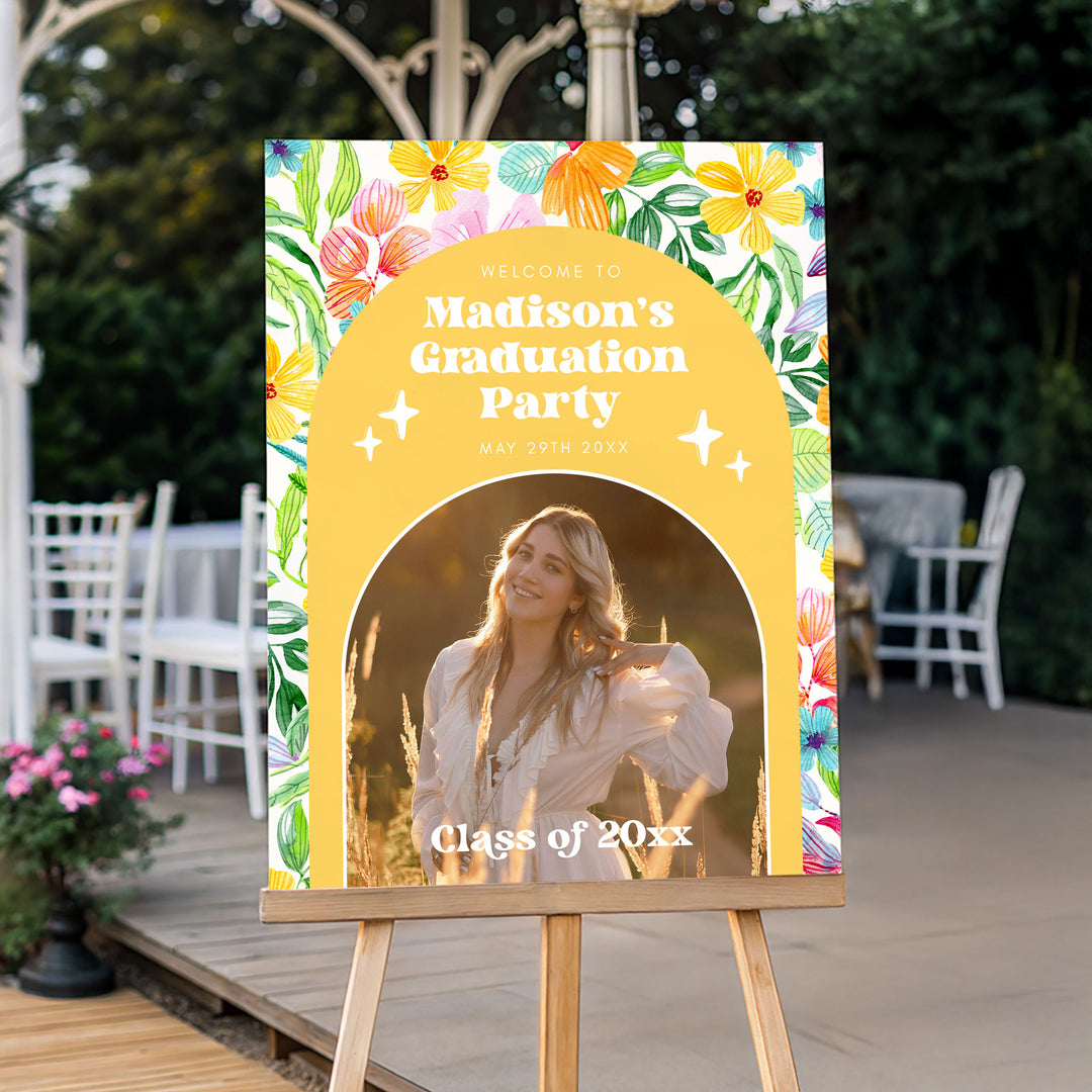 Tropical Photo Graduation Welcome Sign Template