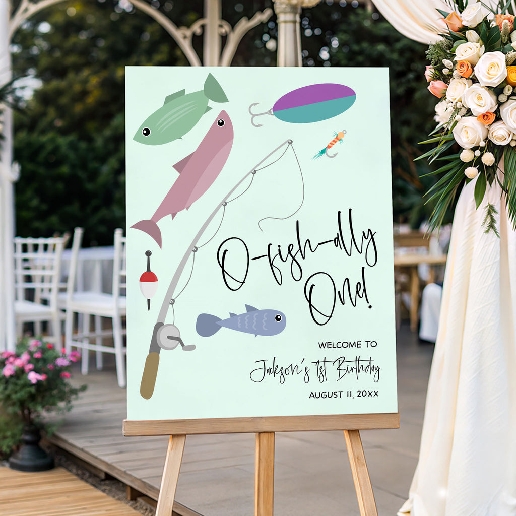 One Fish Sign O-Fish-Ally One Fishing Modern Editable Welcome Sign Template ...