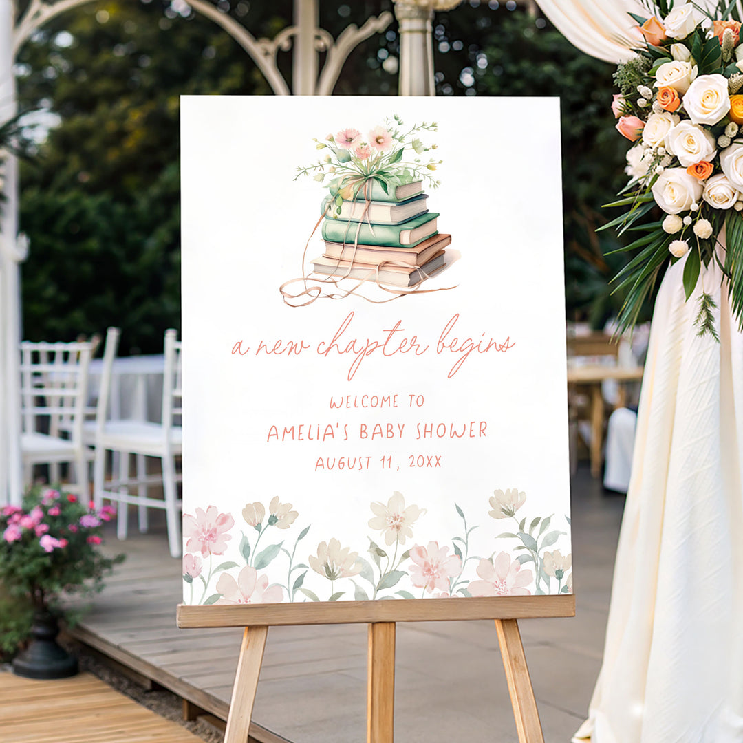 Pink Floral New Chapter Welcome Sign