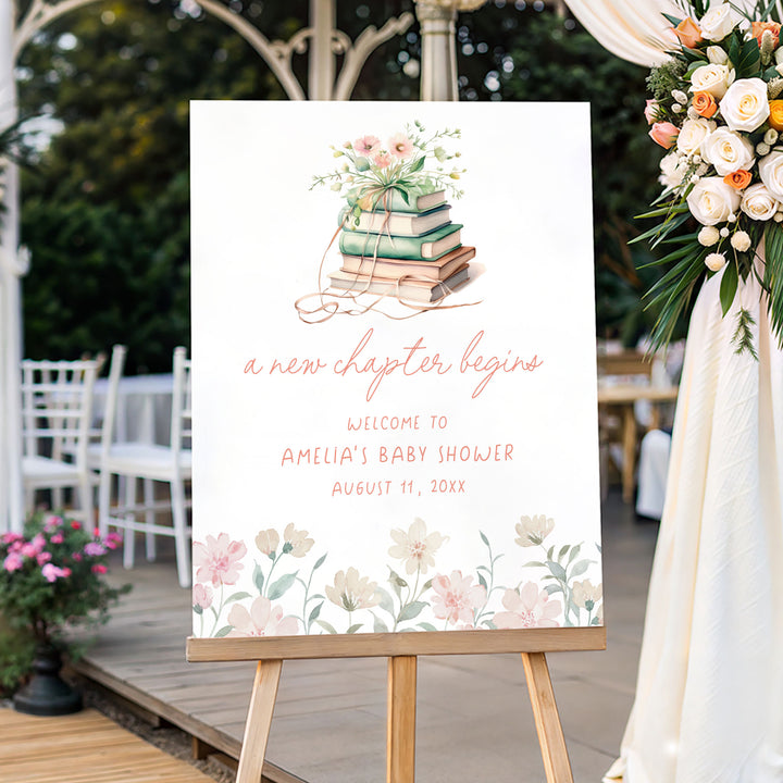 Pink Floral New Chapter Welcome Sign