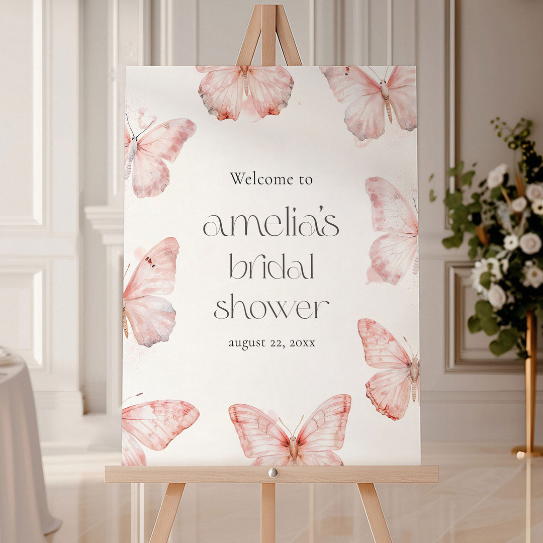 Simple Pink Lifetime Of Butterflies Welcome Sign