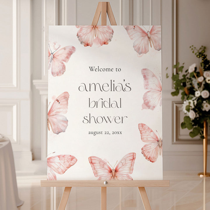 Simple Pink Lifetime Of Butterflies Welcome Sign