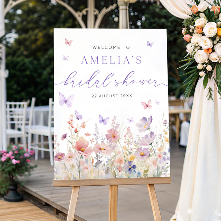 Watercolour Floral Lifetime Of Butterflies Welcome Sign