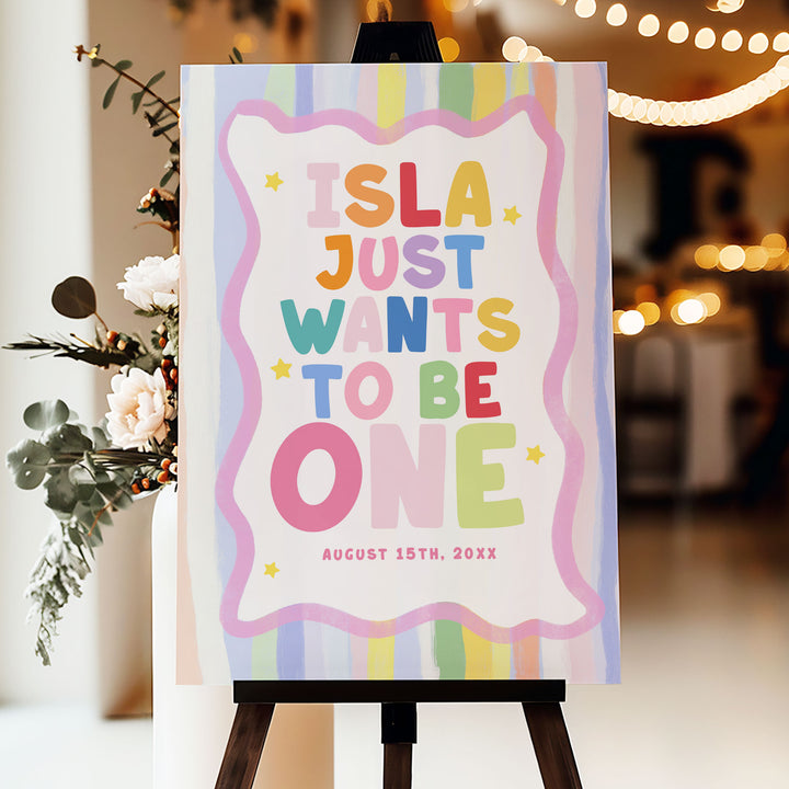 Girls Just Wanna Be One Welcome Sign editable canva template